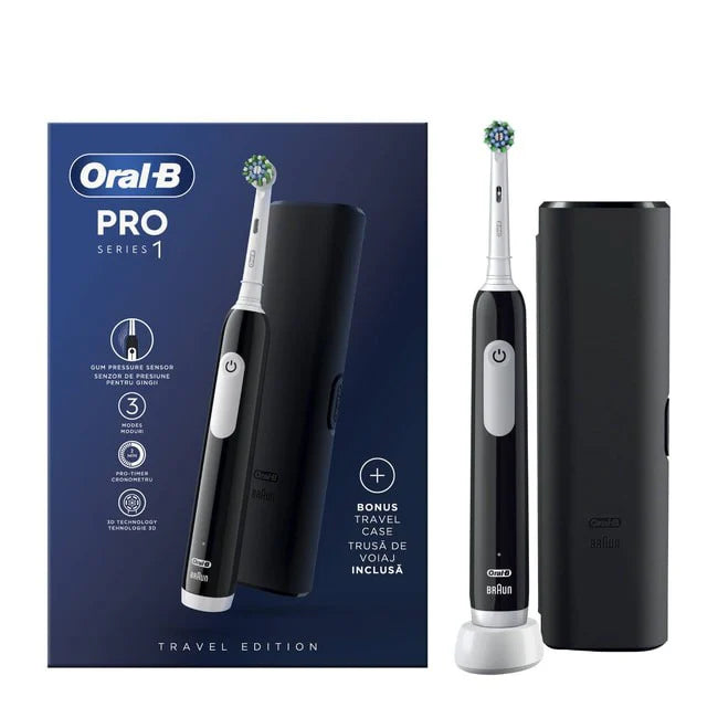 Oral B Gs4 Pro Series 1 Black Electric Toothbrush + Travel Case