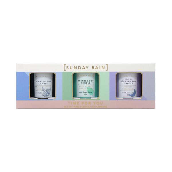 Sunday Rain Set Of Three Scented Soy Candles